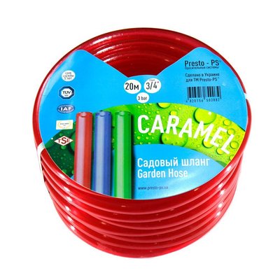 Шланг поливочный Presto-PS силикон садовый Caramel (красный) диаметр 1/2 дюйма, длина 50 м (CAR R-1/2 50) CAR R-1/2 50 фото