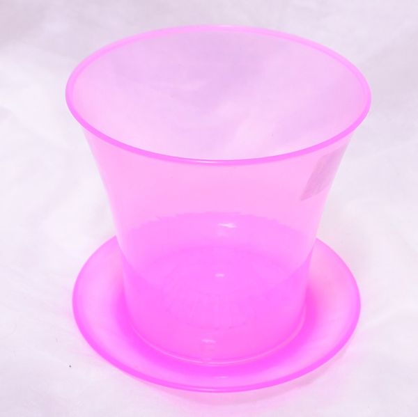 Вазон прозорий "Акварель" з блюдцем, діаметр 12см, об'єм 0.6л, Рожевий 113950 фото