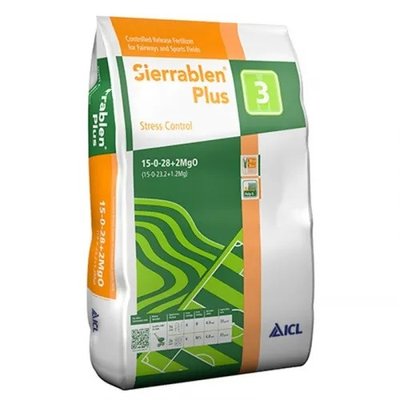 Добриво для газону Sierrablen Plus Stress control (3М) 15-0-28 ICL, мішок 25 кг 115341 фото