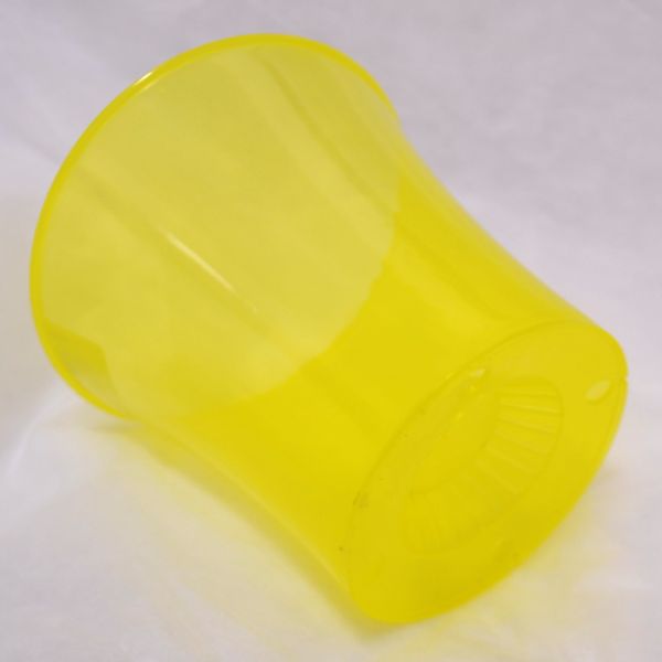 Вазон прозорий "Акварель" з блюдцем, діаметр 12см, об'єм 0.6л, Жовтий 113946 фото